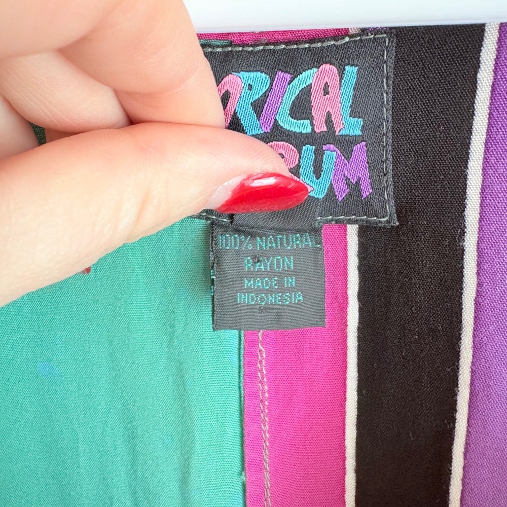 Tropical Tantrum‎ Rayon Maxi Dress OS Colorblock Star Print Handkerchief Hem - Picture 3 of 8